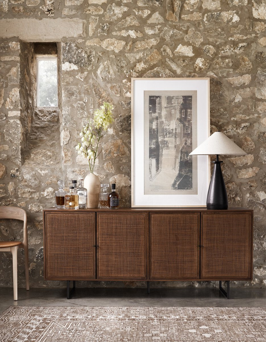 Woven Cane Mango Wood Sideboard - Room View