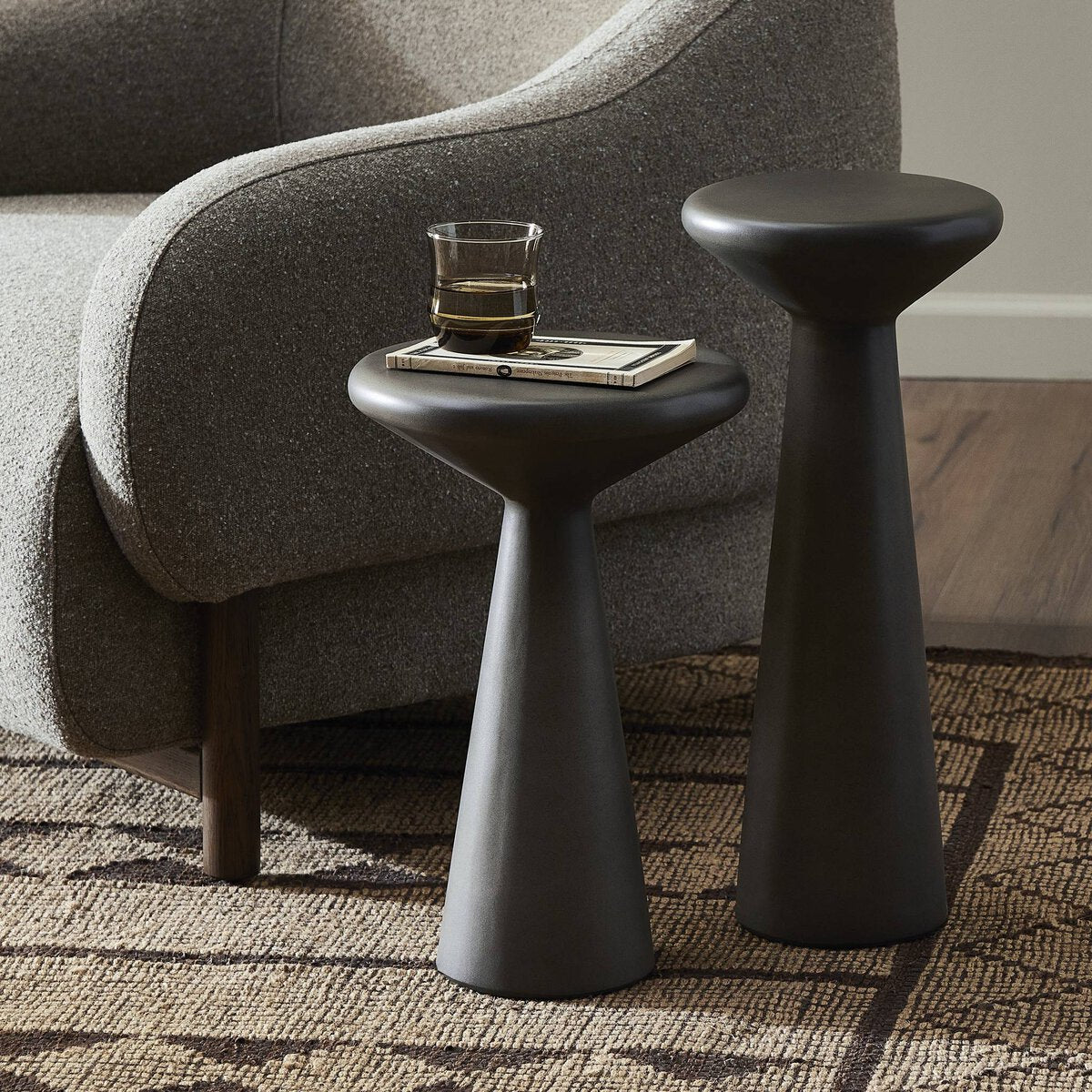 Two-Piece Concrete Pedestal Table Set - Styled View