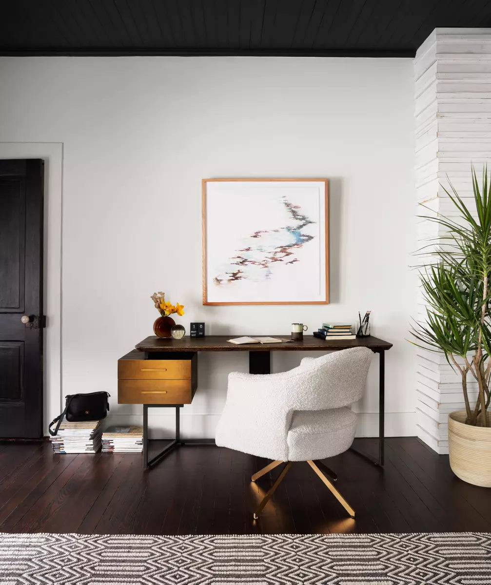 Curved Upholstered Swivel Desk Chair - Room View