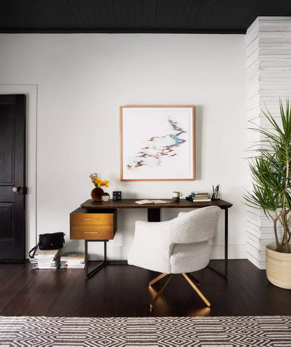 Curved Upholstered Swivel Desk Chair - Room View