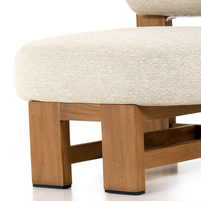 Asymmetrical Teak Outdoor Lounge Chair - Detail View