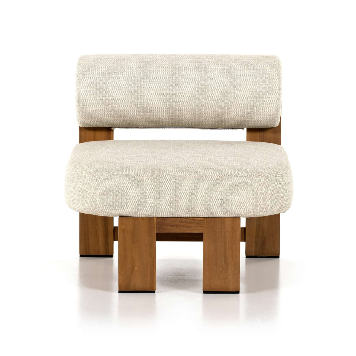 Asymmetrical Teak Outdoor Lounge Chair - Front View