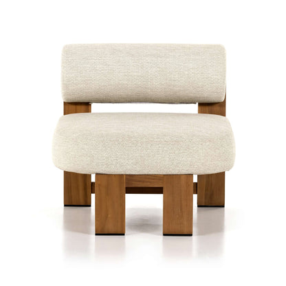 Asymmetrical Teak Outdoor Lounge Chair - Front View