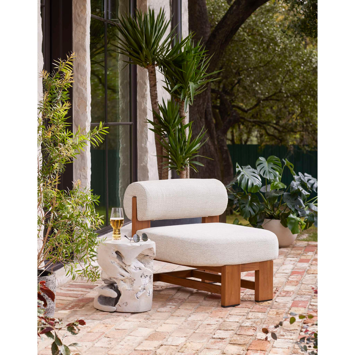 Asymmetrical Teak Outdoor Lounge Chair - Room View