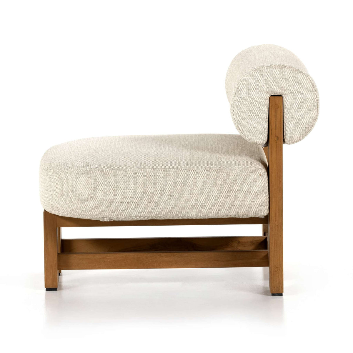 Asymmetrical Teak Outdoor Lounge Chair - Side View