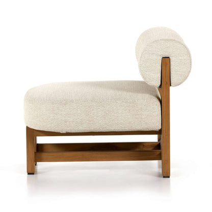Asymmetrical Teak Outdoor Lounge Chair - Side View