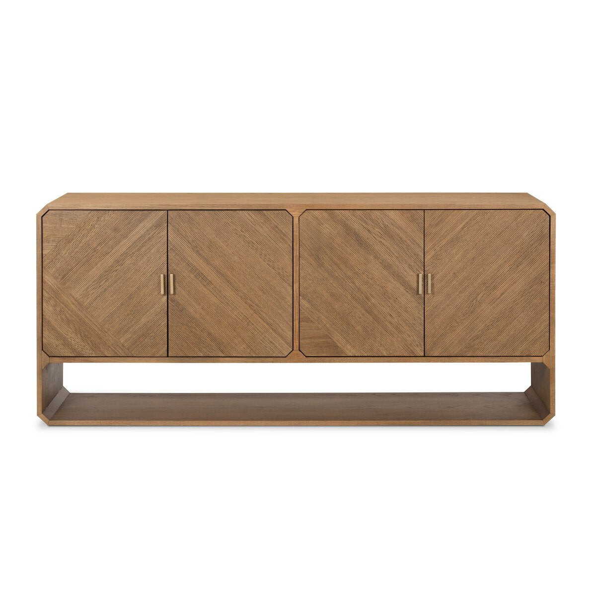 Reeded Ash Sideboard with Open Base - Front View