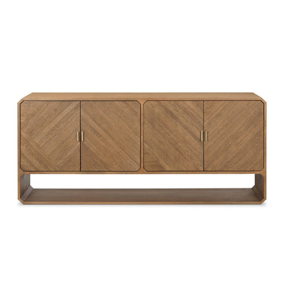 Reeded Ash Sideboard with Open Base - Front View