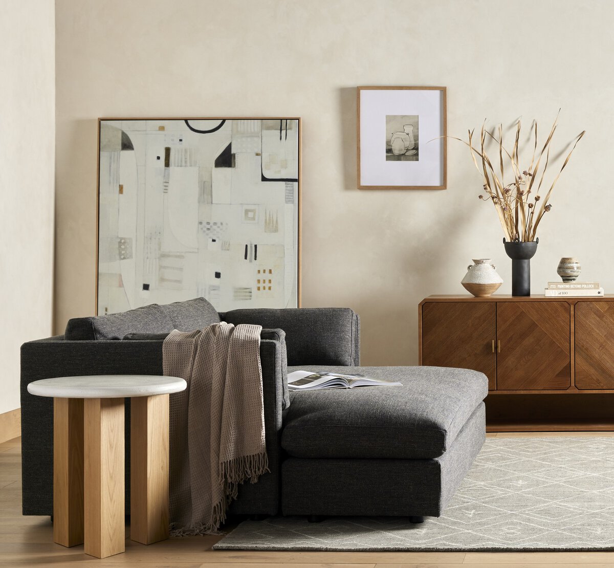Reeded Ash Sideboard with Open Base - Room Setting