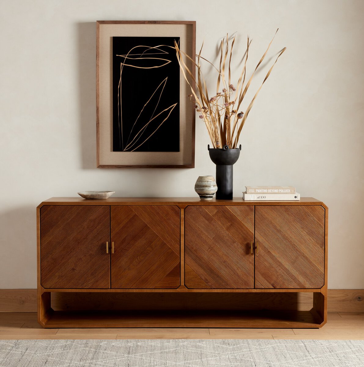 Reeded Ash Sideboard with Open Base - Room Setting