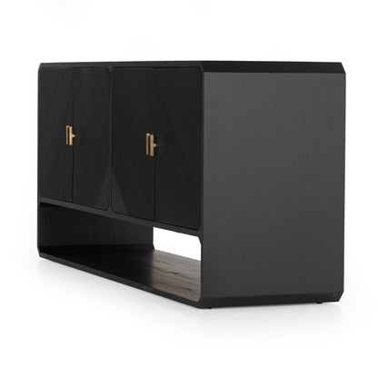 Reeded Ash Sideboard with Open Base - Detail View