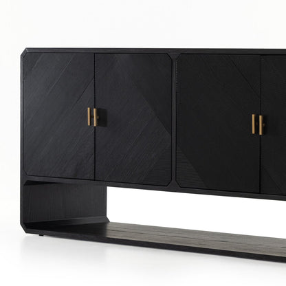 Reeded Ash Sideboard with Open Base - Detail View