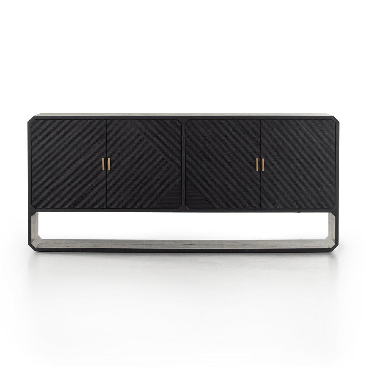 Reeded Ash Sideboard with Open Base - Front View