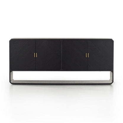 Reeded Ash Sideboard with Open Base - Front View