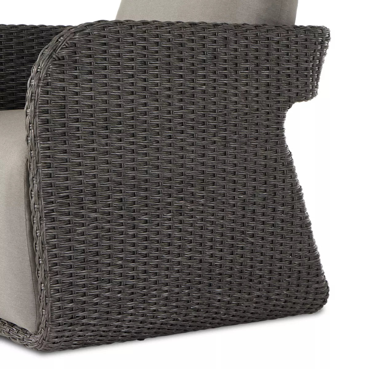Charcoal Wicker Outdoor Swivel Chair - Detail View