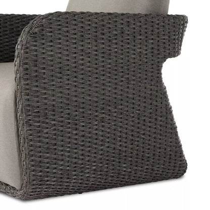 Charcoal Wicker Outdoor Swivel Chair - Detail View