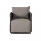 Charcoal Wicker Outdoor Swivel Chair - Front View