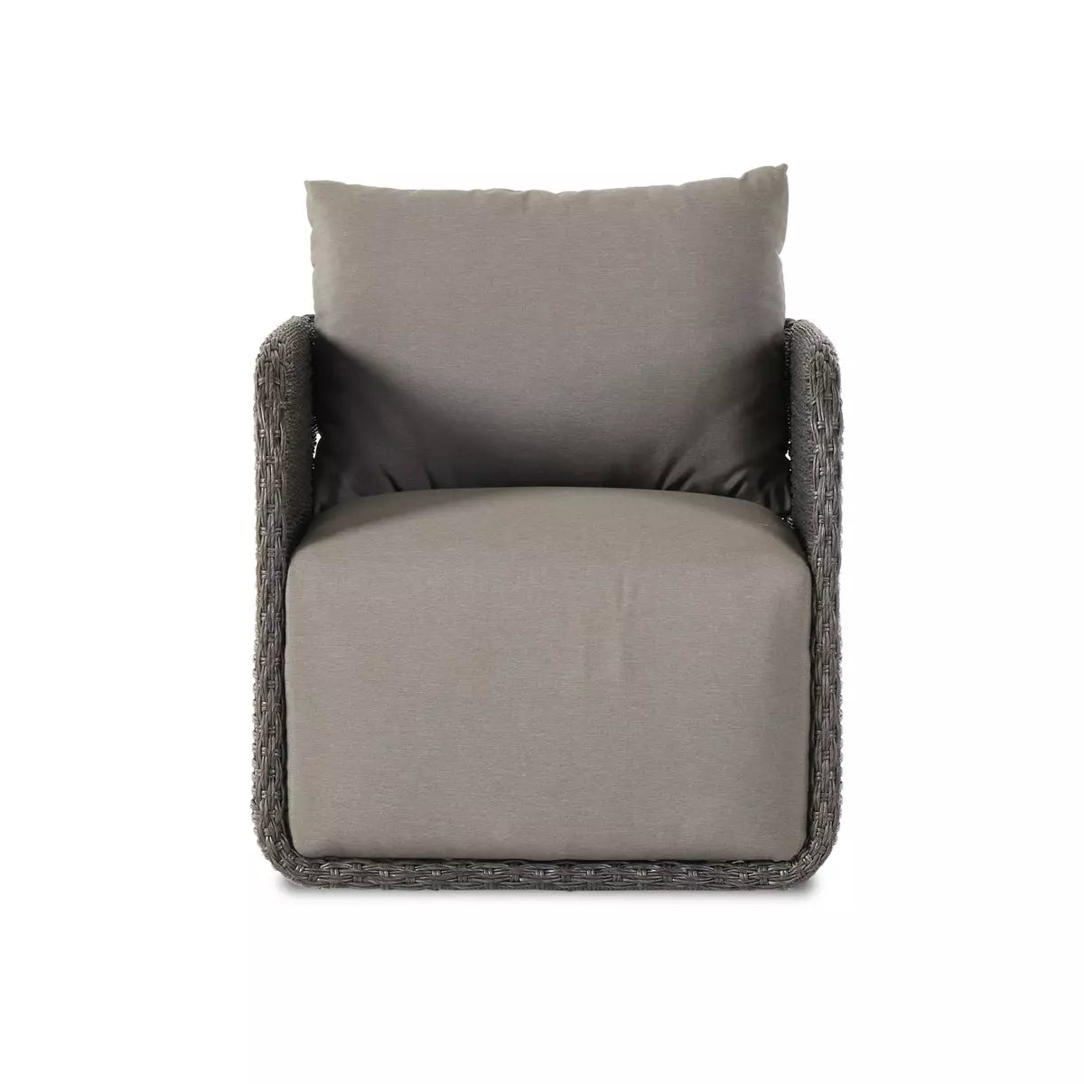 Charcoal Wicker Outdoor Swivel Chair - Front View