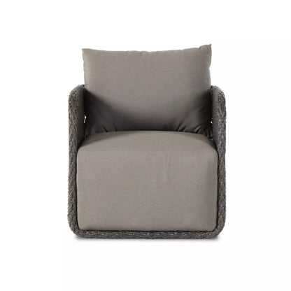Charcoal Wicker Outdoor Swivel Chair - Front View