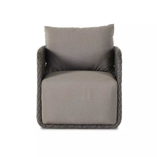 Charcoal Wicker Outdoor Swivel Chair - Front View