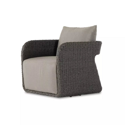 Charcoal Wicker Outdoor Swivel Chair - Main View