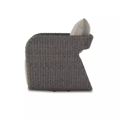 Charcoal Wicker Outdoor Swivel Chair - Side View