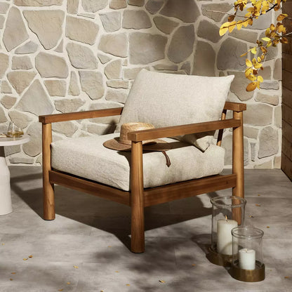 Spindle Back Outdoor Cushion Chair - Styled View