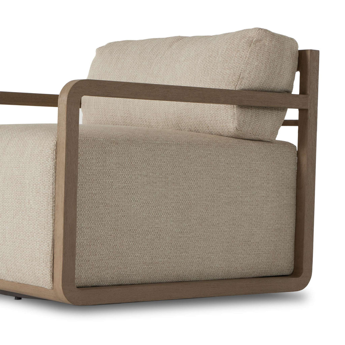 Open Teak Frame Outdoor Swivel Chair - Detail View