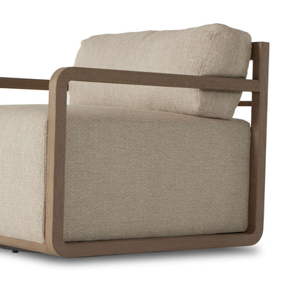 Open Teak Frame Outdoor Swivel Chair - Detail View
