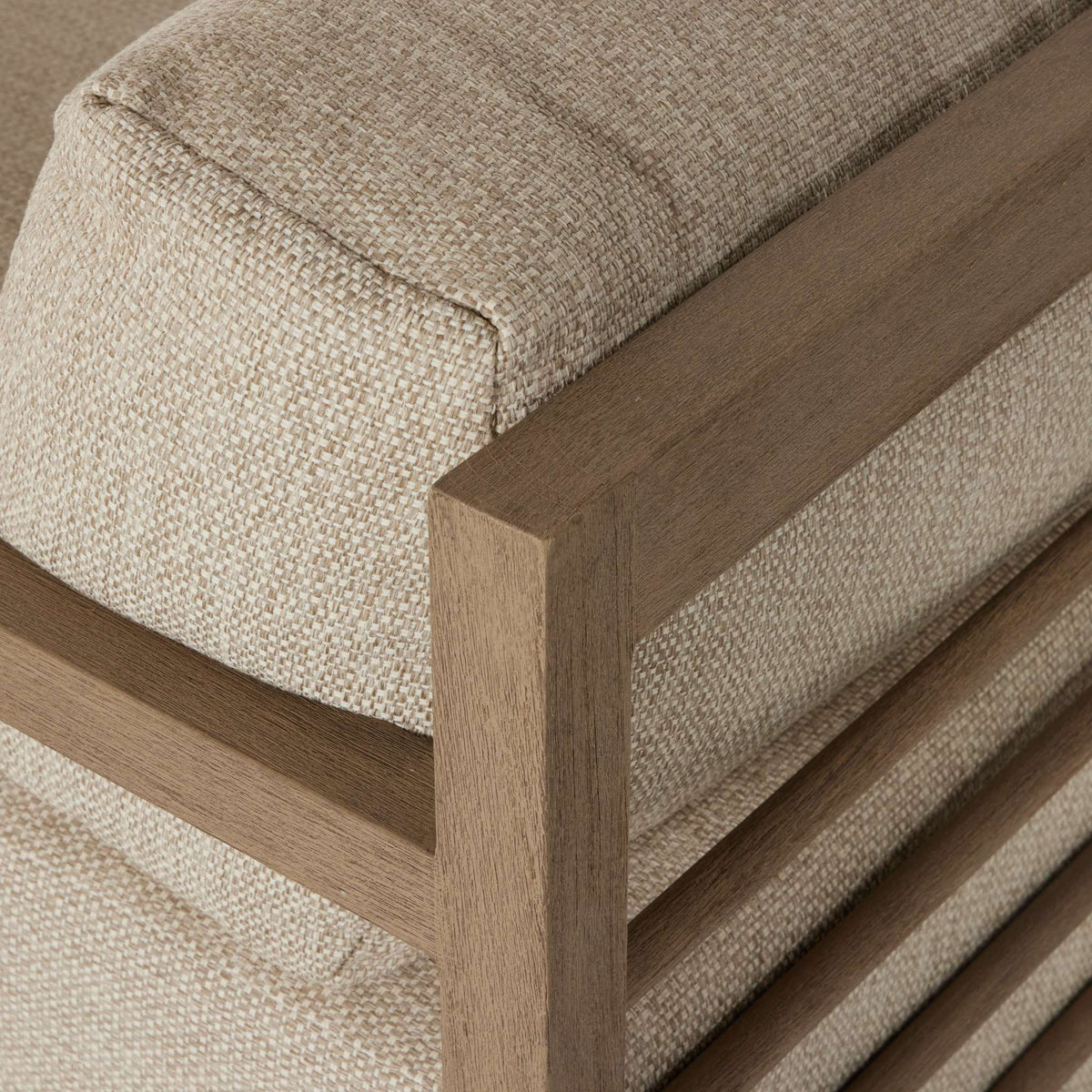 Open Teak Frame Outdoor Swivel Chair - Detail View