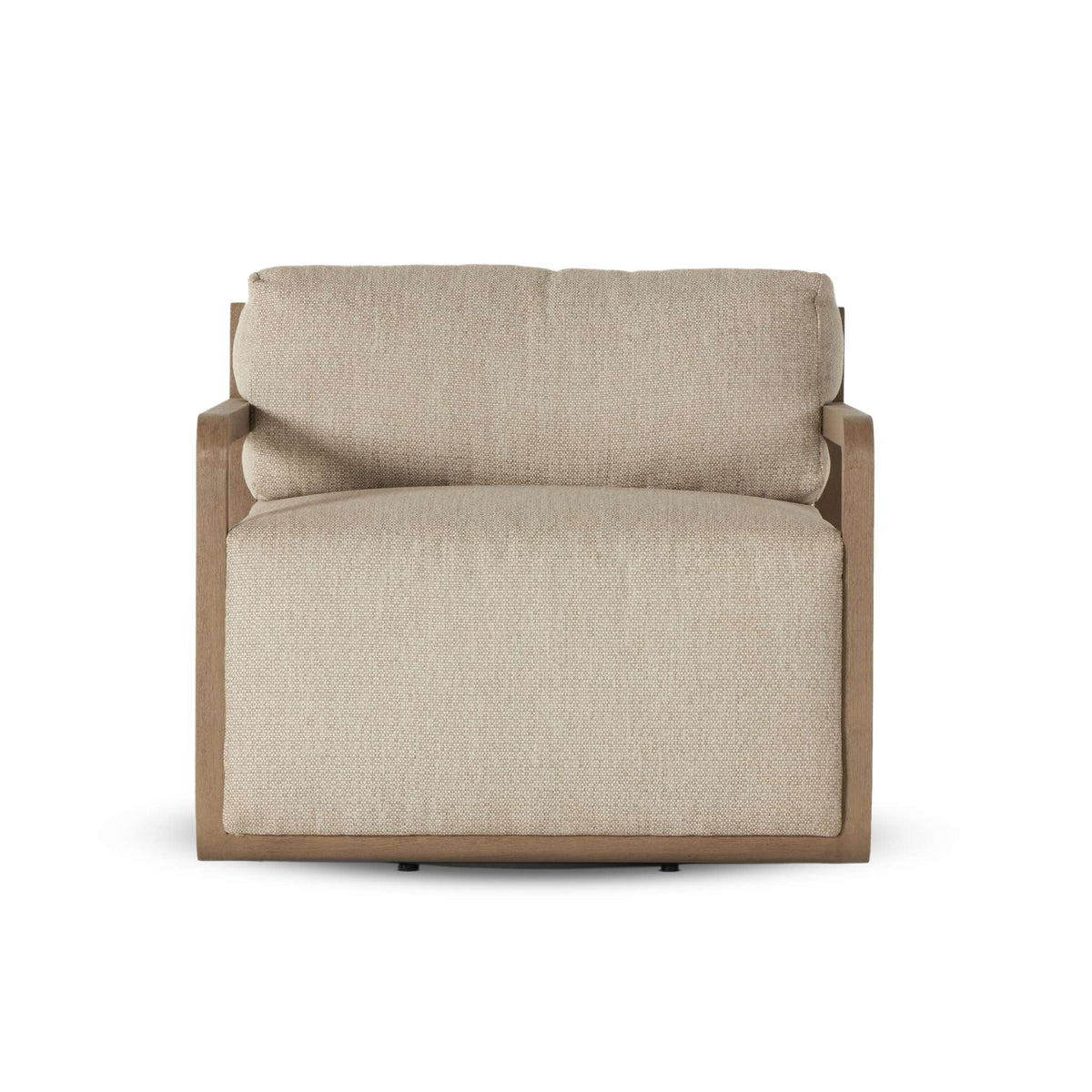 Open Teak Frame Outdoor Swivel Chair - Front View