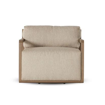 Open Teak Frame Outdoor Swivel Chair - Front View