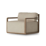 Open Teak Frame Outdoor Swivel Chair