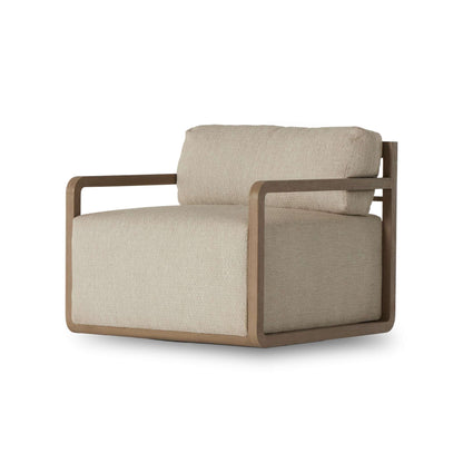 Open Teak Frame Outdoor Swivel Chair