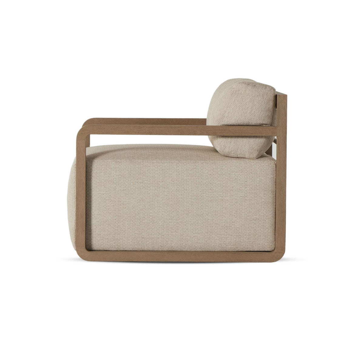 Open Teak Frame Outdoor Swivel Chair - Side View