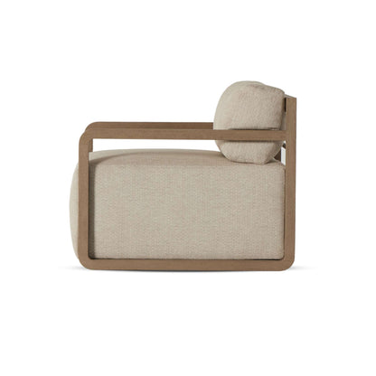Open Teak Frame Outdoor Swivel Chair - Side View