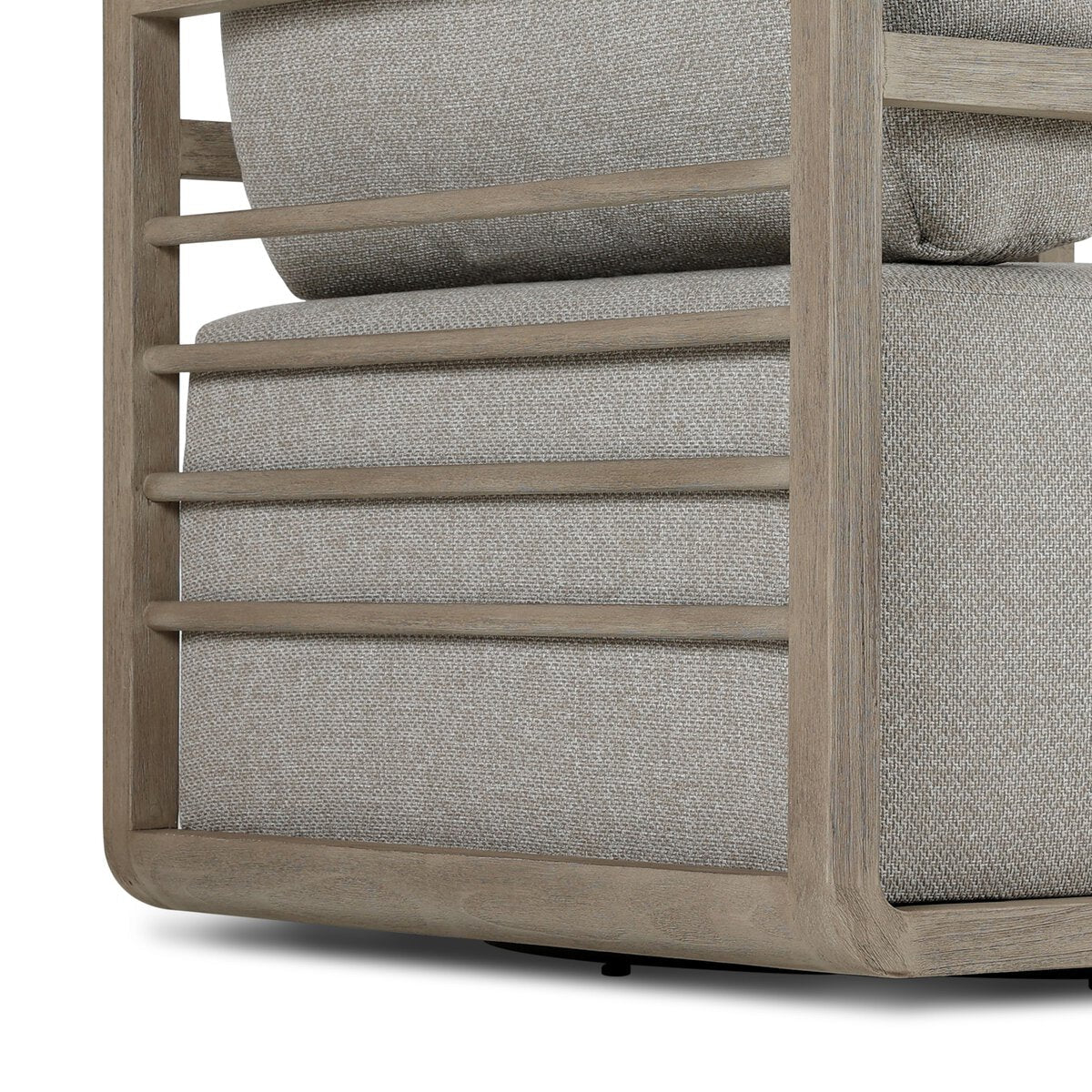 Open Teak Frame Outdoor Swivel Chair - Detail View
