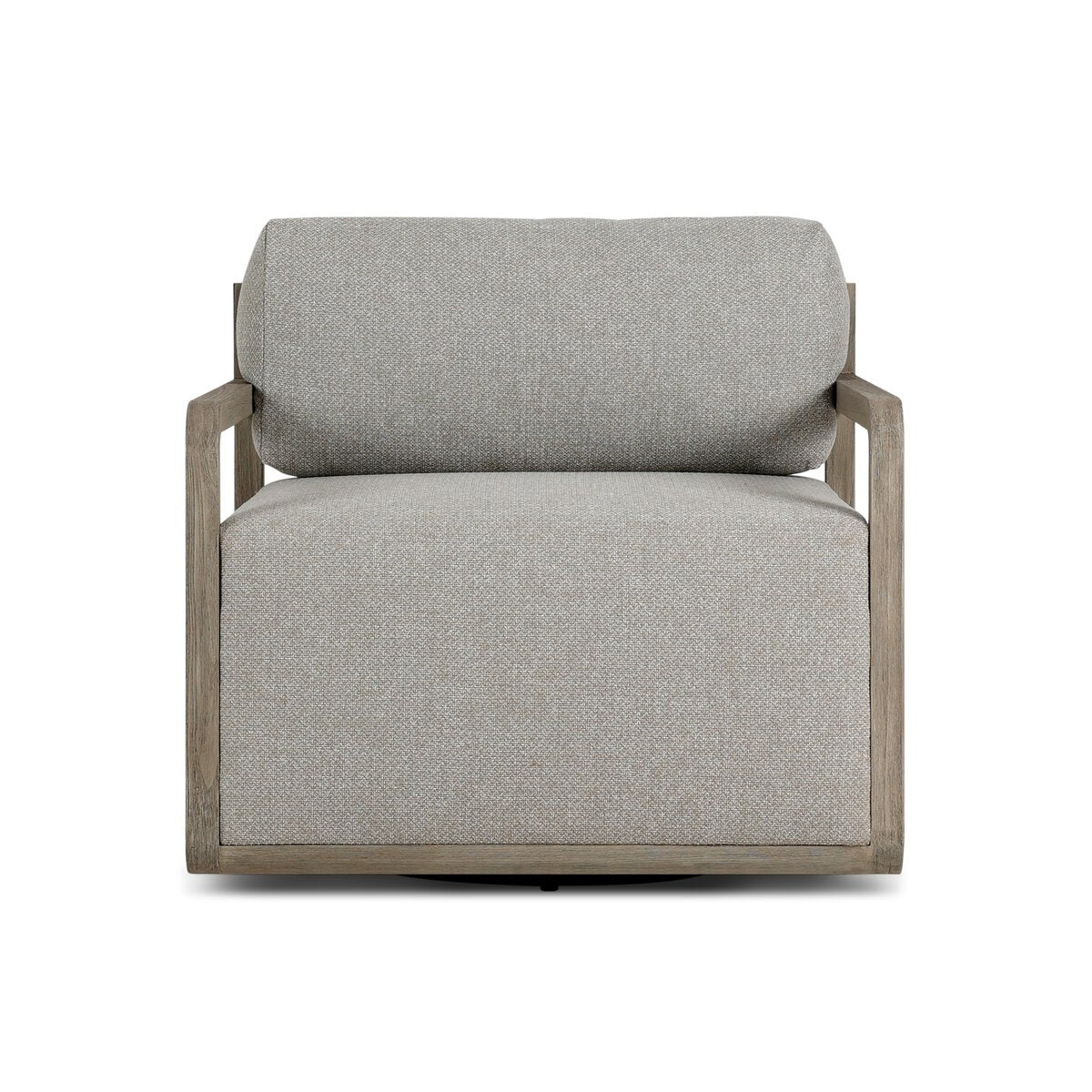 Open Teak Frame Outdoor Swivel Chair - Front View