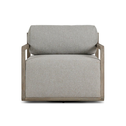 Open Teak Frame Outdoor Swivel Chair - Front View