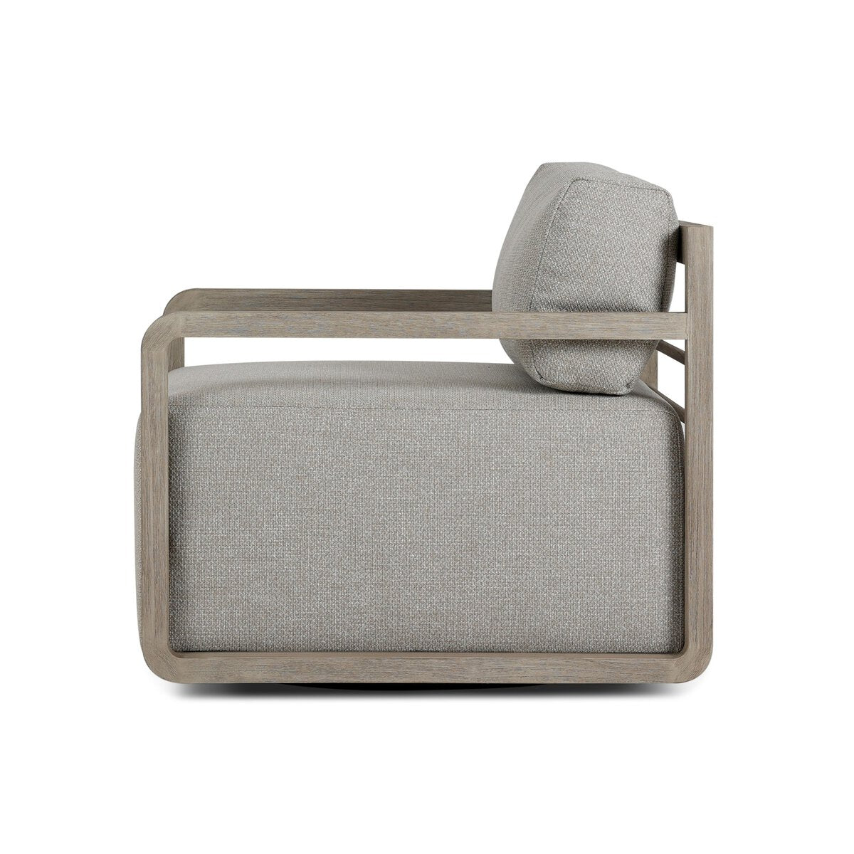 Open Teak Frame Outdoor Swivel Chair - Side View