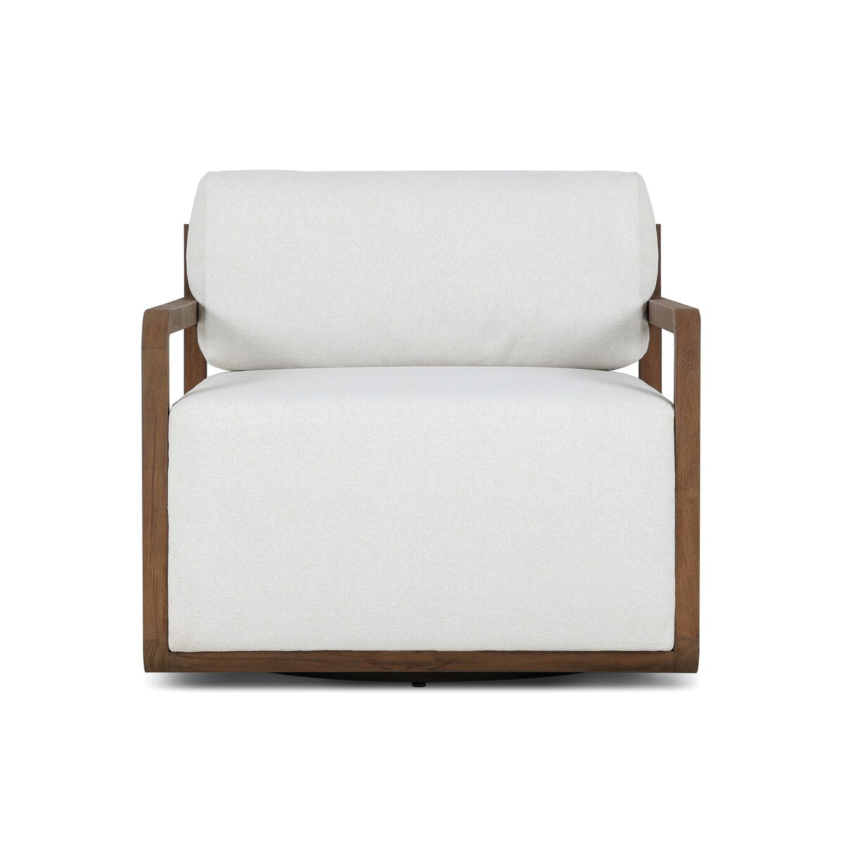Open Teak Frame Outdoor Swivel Chair - Front View