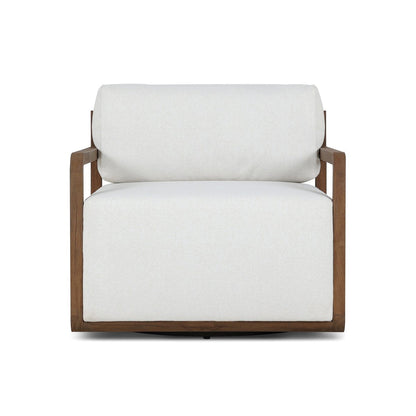 Open Teak Frame Outdoor Swivel Chair - Front View