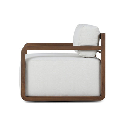 Open Teak Frame Outdoor Swivel Chair - Side View