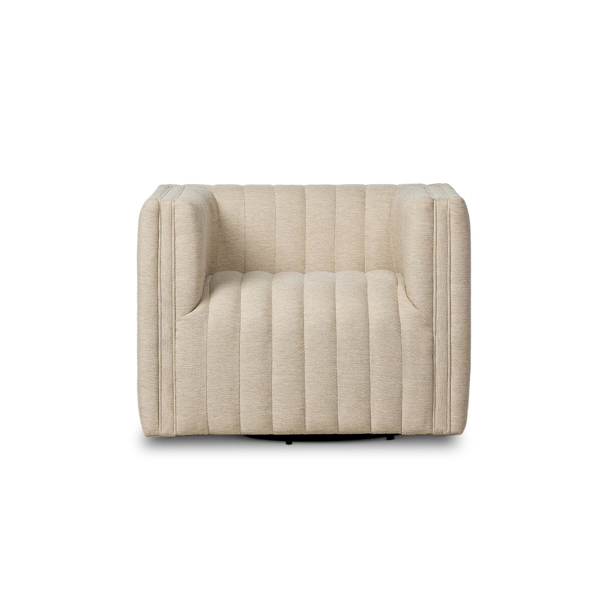 Channel-Tufted Outdoor Swivel Club Chair - Front View