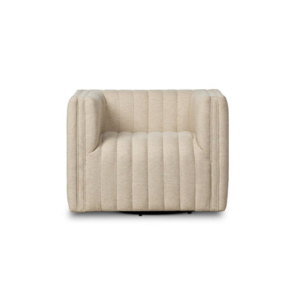 Channel-Tufted Outdoor Swivel Club Chair - Front View