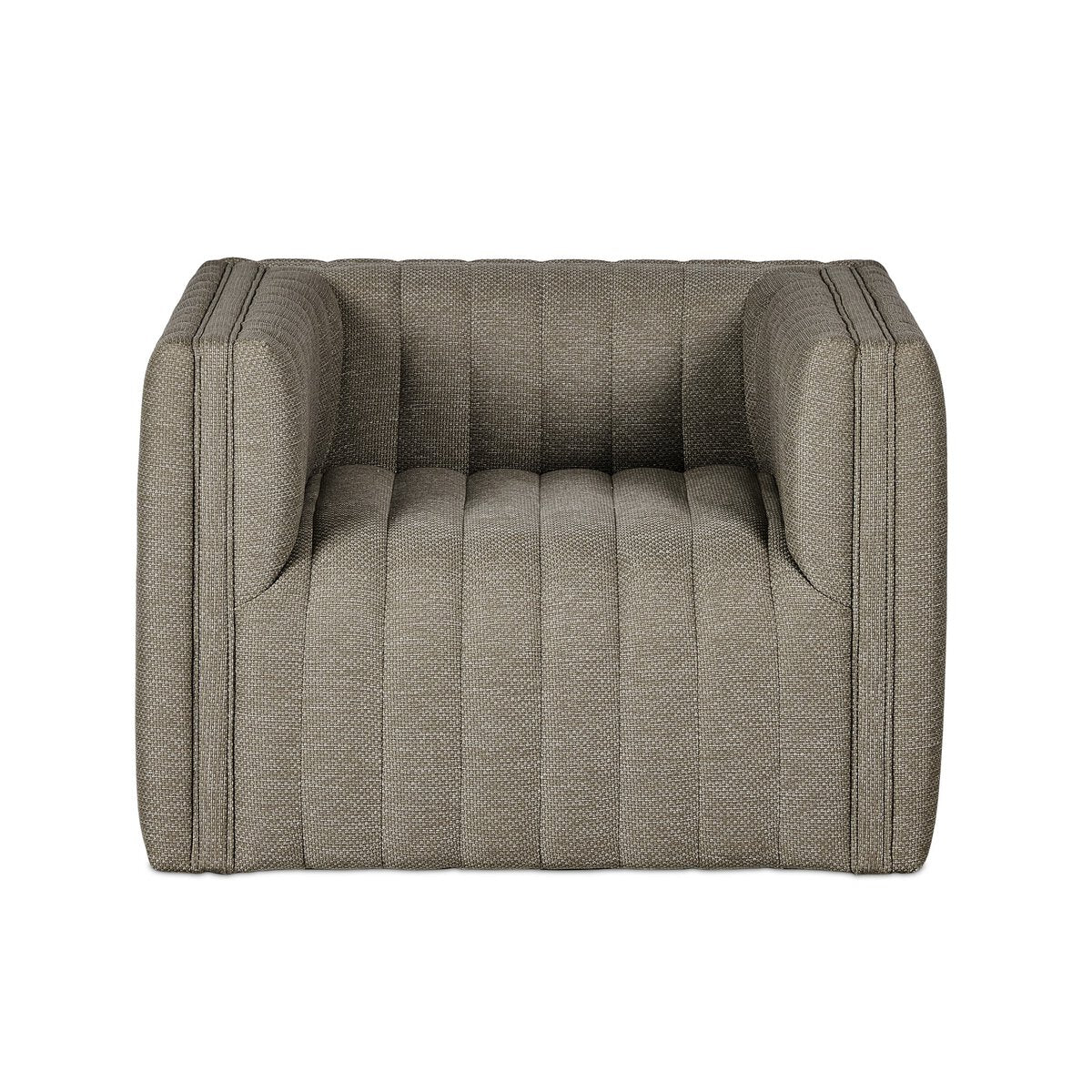 Channel-Tufted Outdoor Swivel Club Chair - Front View