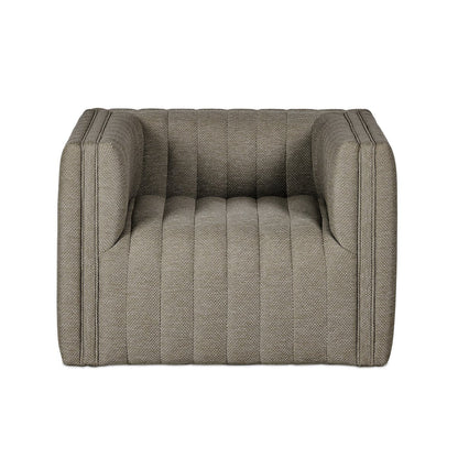 Channel-Tufted Outdoor Swivel Club Chair - Front View