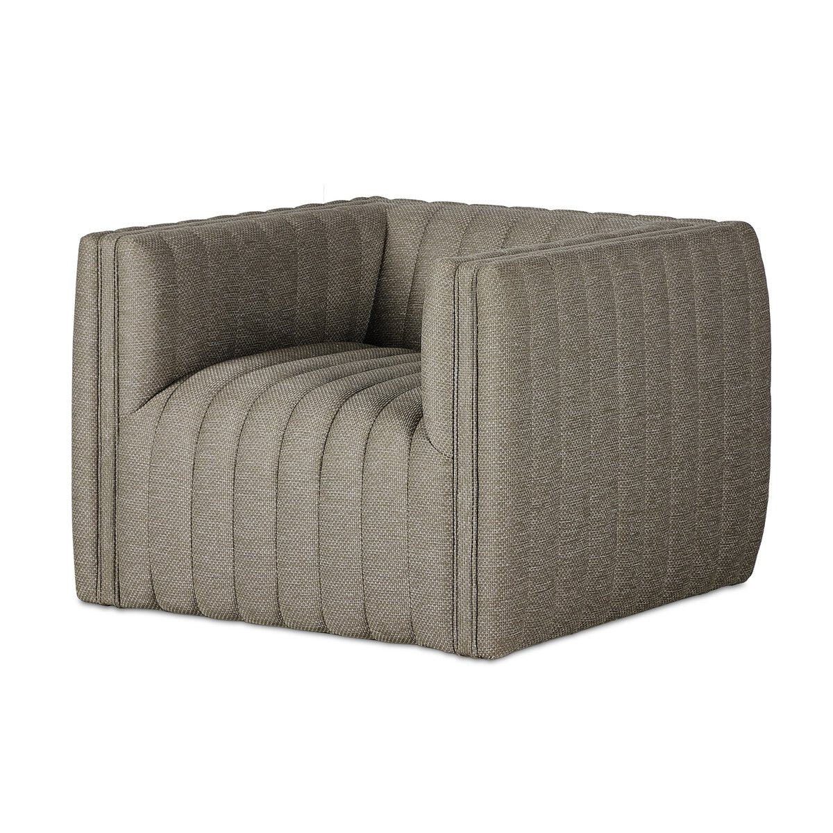 Channel-Tufted Outdoor Swivel Club Chair