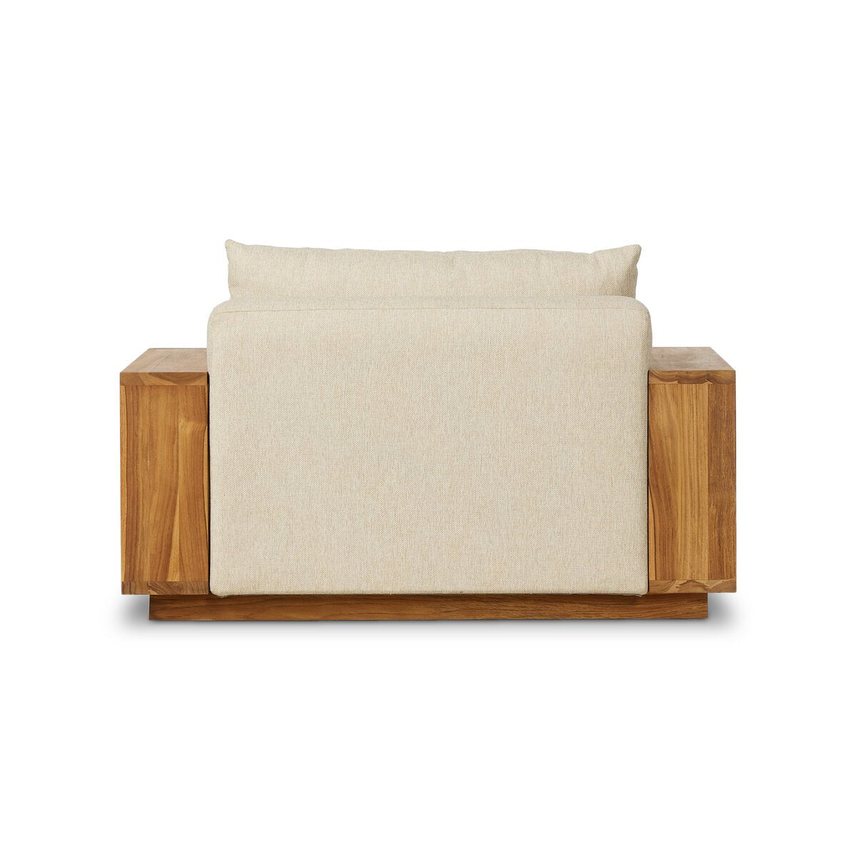 Wide Teak Frame Outdoor Lounge Chair - Back View