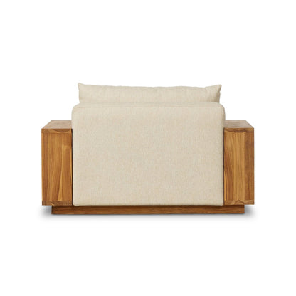 Wide Teak Frame Outdoor Lounge Chair - Back View